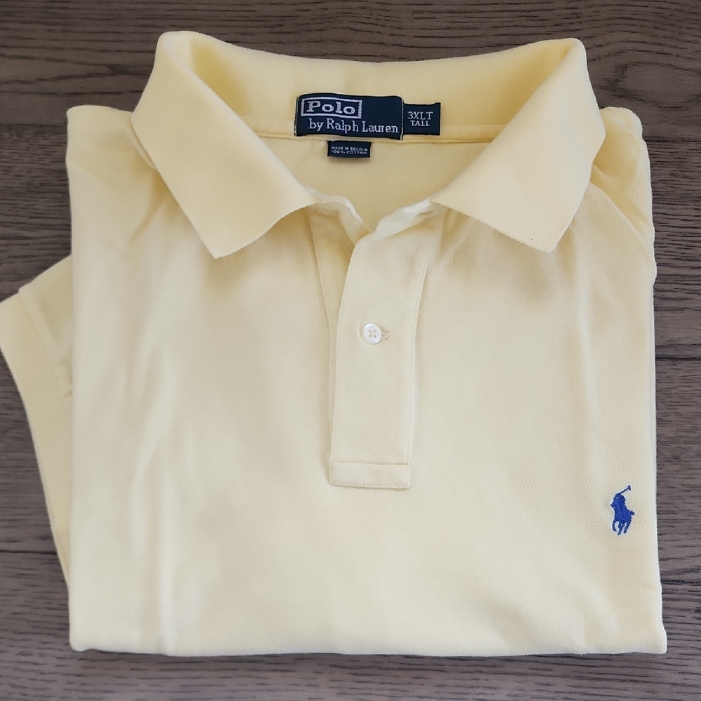 Polo by Ralph Lauren Light Yellow Pique Polo Blue Pony 3XLT Big & Tall Like New
